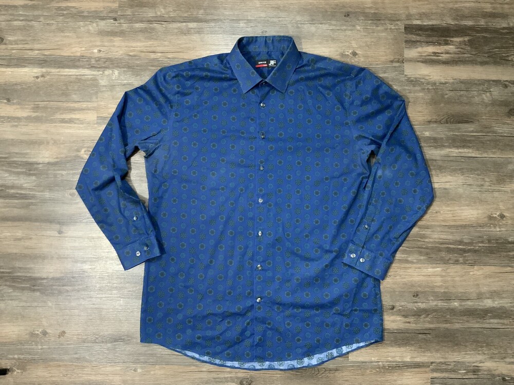 jf j. ferrari shirt XL Long sleeve button men’s blue Geometric Casual Preppy
